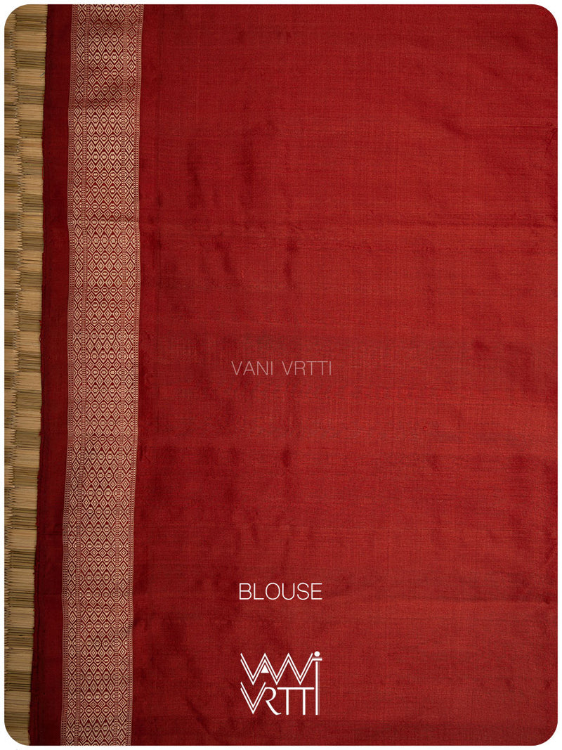 Shri Prakritik Indigo Madder Natural Dyed Mulberry Silk Ikat Saree