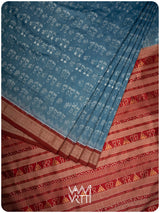 Shri Prakritik Indigo Madder Natural Dyed Mulberry Silk Ikat Saree