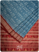 Shri Prakritik Indigo Madder Natural Dyed Mulberry Silk Ikat Saree