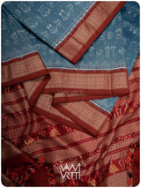 Shri Prakritik Indigo Madder Natural Dyed Mulberry Silk Ikat Saree