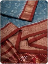 Shri Prakritik Indigo Madder Natural Dyed Mulberry Silk Ikat Saree