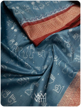 Shri Prakritik Indigo Madder Natural Dyed Mulberry Silk Ikat Saree