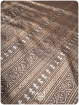 Deep Grey Wild Flower Prakritik Betel Nut Natural Dyed Mulberry Silk Ikat Saree