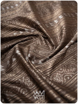 Deep Grey Wild Flower Prakritik Betel Nut Natural Dyed Mulberry Silk Ikat Saree