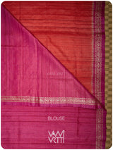 Tomato Red Magenta Madhumalati Handspun Tussar Silk Saree