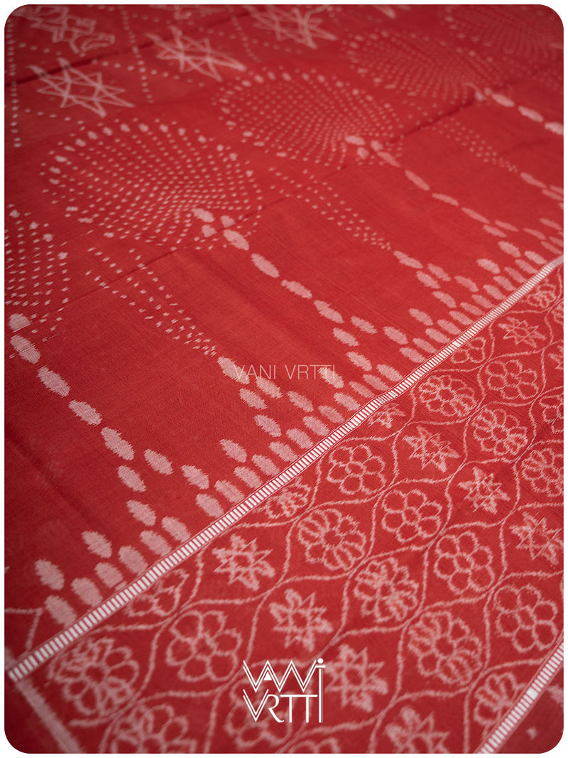Manjistha Red Revival Jotai Natural Dyed Cotton Ikat Saree