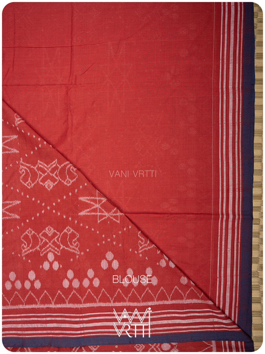 Manjistha Red Revival Jotai Natural Dyed Cotton Ikat Saree