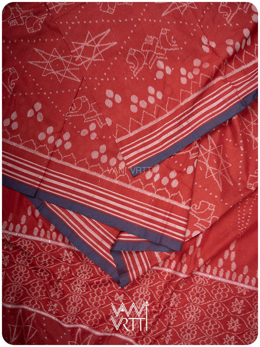 Manjistha Red Revival Jotai Natural Dyed Cotton Ikat Saree