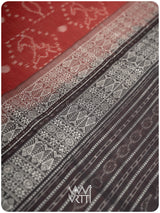 Manjistha Red Hiran Pakshi Natural Dyed Cotton Ikat Saree