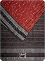 Manjistha Red Hiran Pakshi Natural Dyed Cotton Ikat Saree