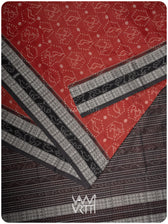 Manjistha Red Hiran Pakshi Natural Dyed Cotton Ikat Saree