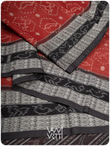 Manjistha Red Hiran Pakshi Natural Dyed Cotton Ikat Saree