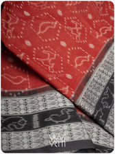 Manjistha Red Hiran Pakshi Natural Dyed Cotton Ikat Saree