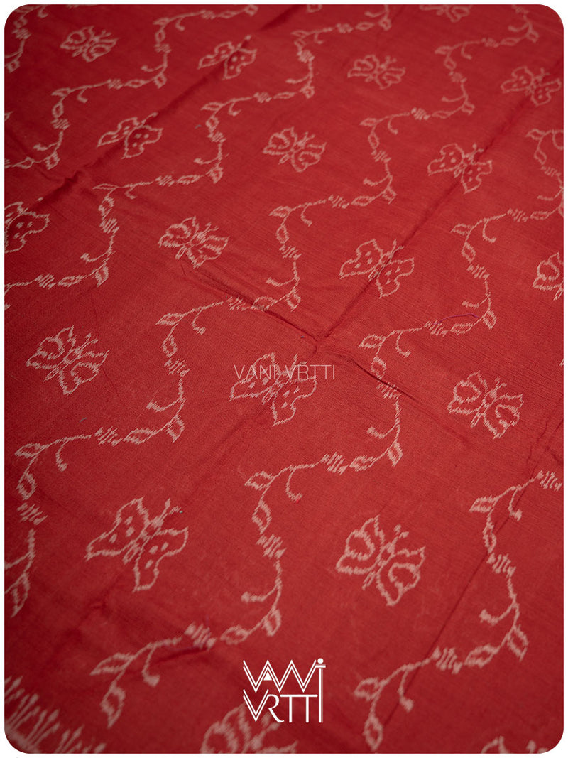 Manjistha Red Butterfly Natural Dyed Cotton Ikat Saree