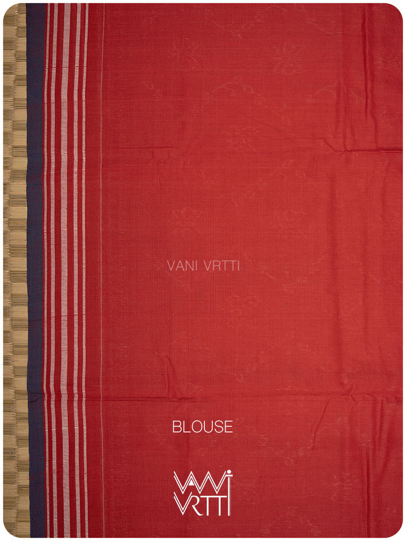 Manjistha Red Butterfly Natural Dyed Cotton Ikat Saree