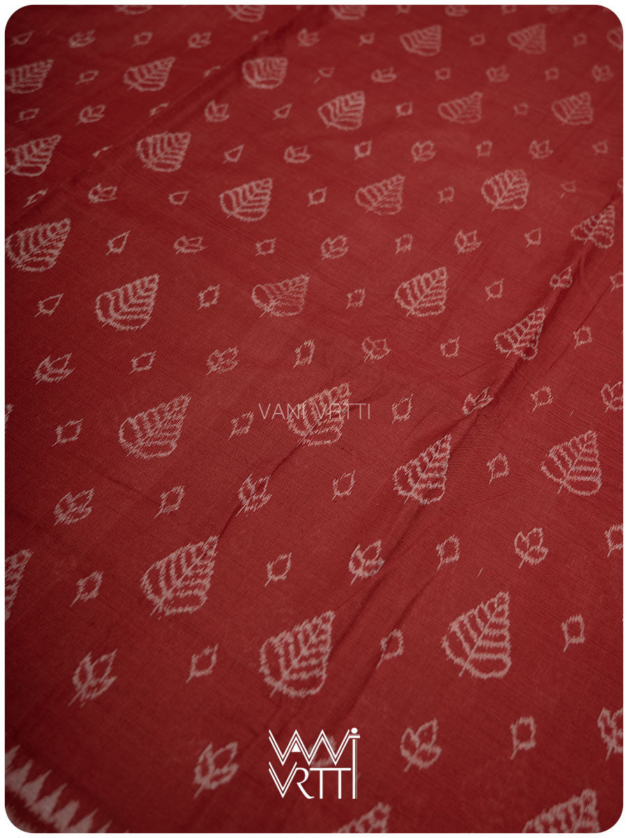 Manjistha Red Hibiscus Leaf Natural Dyed Cotton Ikat Saree