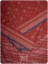 Manjistha Red Hibiscus Leaf Natural Dyed Cotton Ikat Saree