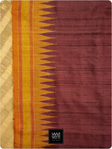 Burgundy Rust Ananta Kumbha Khadi Tussar Silk Saree