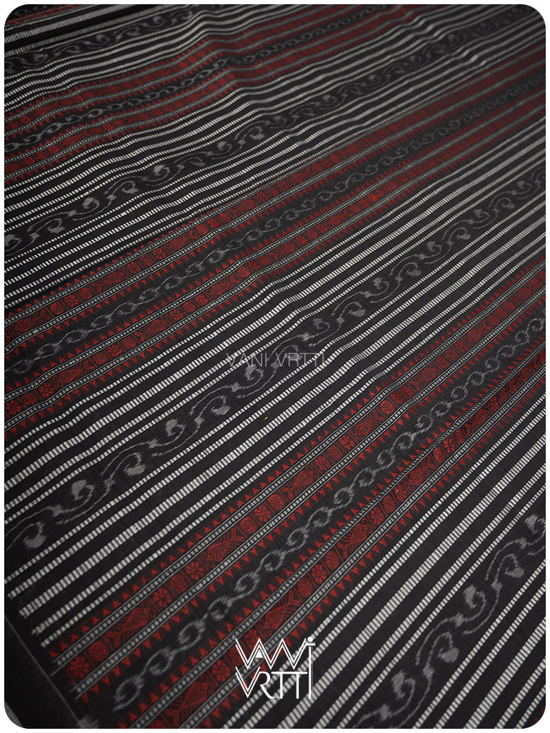Slate Black Tea Leaf Iron Rust Natural Dyed Cotton Ikat Saree