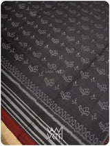 Slate Black Tea Leaf Iron Rust Natural Dyed Cotton Ikat Saree