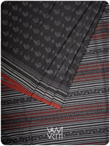 Slate Black Tea Leaf Iron Rust Natural Dyed Cotton Ikat Saree