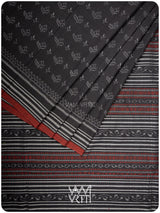 Slate Black Tea Leaf Iron Rust Natural Dyed Cotton Ikat Saree