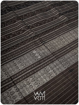 Light Beige Black Matsya Checks Natural Dyed Cotton Ikat Saree