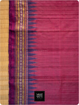 Burgundy Pink Purple Orange Ganga Jamuna Ananta Handspun Tussar Silk Saree