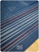 Light Indigo Gondhana Chakra Natural Dyed Cotton Ikat Saree
