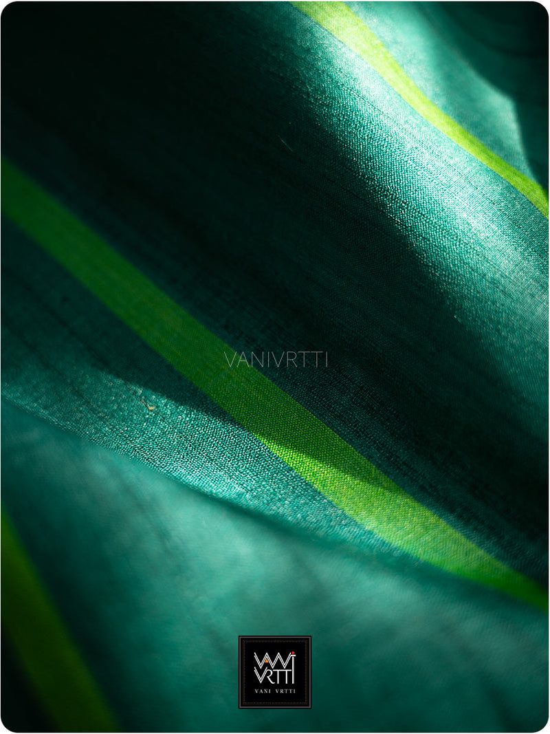 Emerald Green Peepal Ikat Khadi Tussar Silk Saree