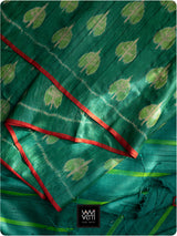 Emerald Green Peepal Ikat Khadi Tussar Silk Saree