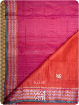 Tomato Red Magenta Veena Pani Lata Master Weave Exclusive Handspun Tussar Silk Saree