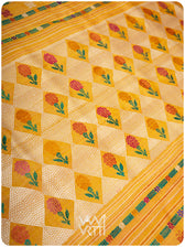 Mustard Yellow Pink Red Ganga Jamuna Marigold Wild Garden Master Weave Exclusive Handspun Tussar Silk Saree
