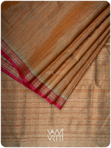 Rust Orange Madhumalati Handspun Tussar Silk Saree