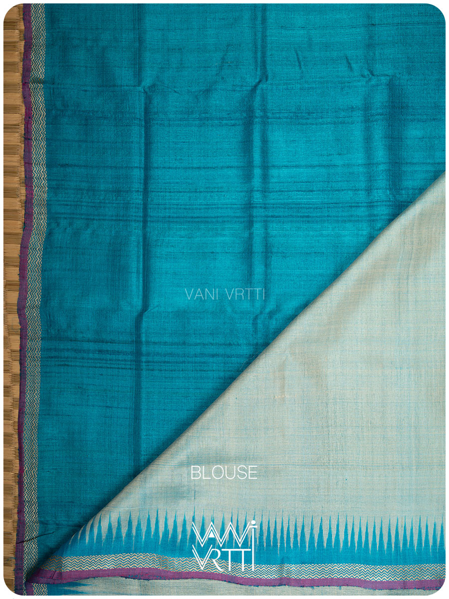 Ash Grey Firozi Nabh Handspun Tussar Silk Saree