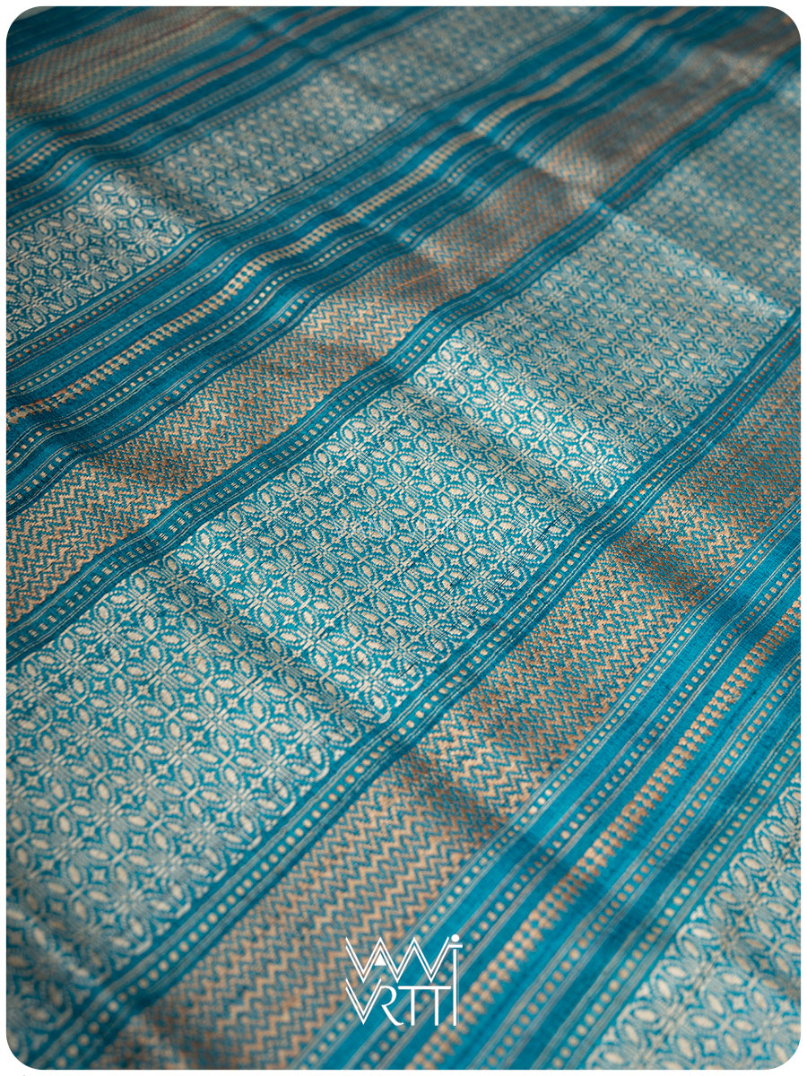 Ash Grey Firozi Nabh Handspun Tussar Silk Saree