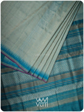 Ash Grey Firozi Nabh Handspun Tussar Silk Saree