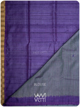 Ash Blue Violet Bristi Handspun Tussar Silk Saree