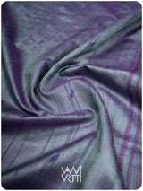 Ash Blue Violet Bristi Handspun Tussar Silk Saree