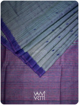 Ash Blue Violet Bristi Handspun Tussar Silk Saree
