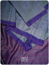 Ash Blue Violet Bristi Handspun Tussar Silk Saree