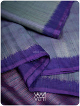 Ash Blue Violet Bristi Handspun Tussar Silk Saree