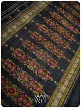 Slate Black Brahma Kamal Master Weave Exclusive Handspun Tussar Silk Saree
