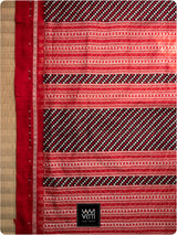 Black Red Saktapar Bandha Double Ikat Master Weave Sambalpuri Mulberry Silk Saree