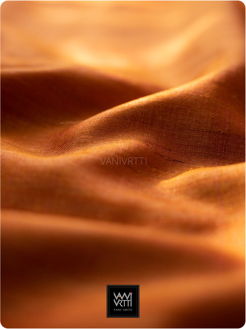 Red Mustard Orange Antara Ganga Jamuna Antara Handspun Tussar Silk Saree