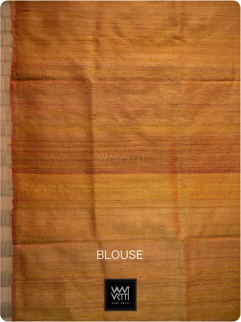 Red Mustard Orange Antara Ganga Jamuna Antara Handspun Tussar Silk Saree
