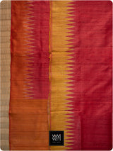 Red Mustard Orange Antara Ganga Jamuna Antara Handspun Tussar Silk Saree