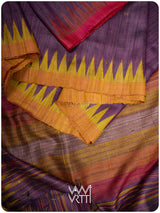 Baingani Yellow Red Tribal Kondha Handspun Tussar Silk Saree