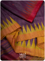 Baingani Yellow Red Tribal Kondha Handspun Tussar Silk Saree