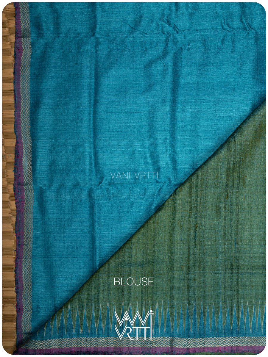 Mehendi Green Firozi Nabh Handspun Tussar Silk Saree